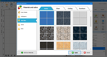 Select materials for walls