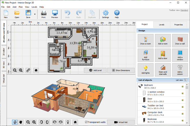 InteriorBox 3D: an efficient space planner